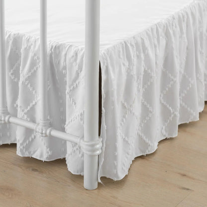 Bed Skirt Full Size，Ruffled White Bed Skirt with Split Corners