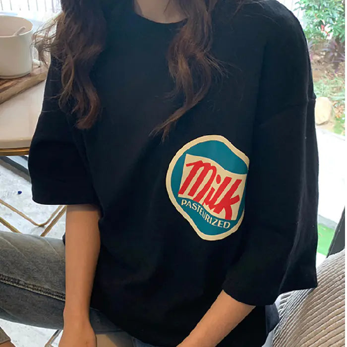 Loose Fit Short Sleeve T-shirt in Trendy Style