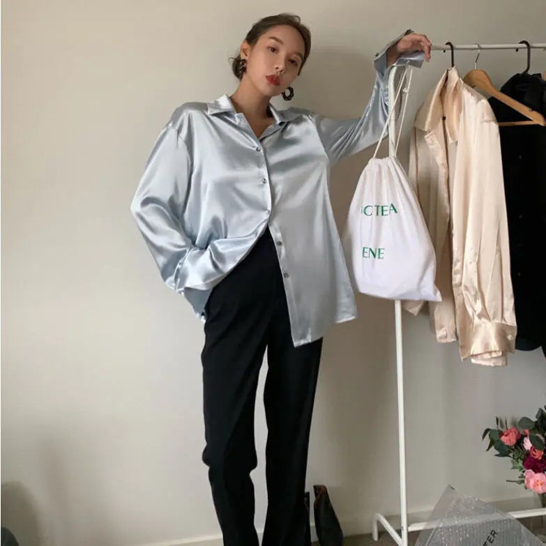 Women's Korean Style Loose Long Sleeve Shirt