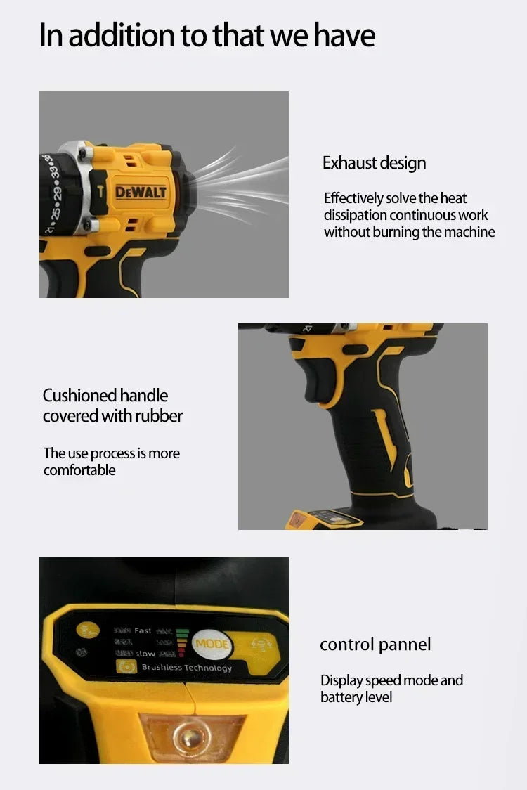 DEWALT Lithium Battery 20V Rechargeable Brushless Compact Electric Screwdriver Hand Drill Impact Drill DCD805