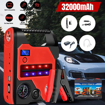 4 In1 Car Jump Starter with Air Compressor Portable Flashlight Starting Device