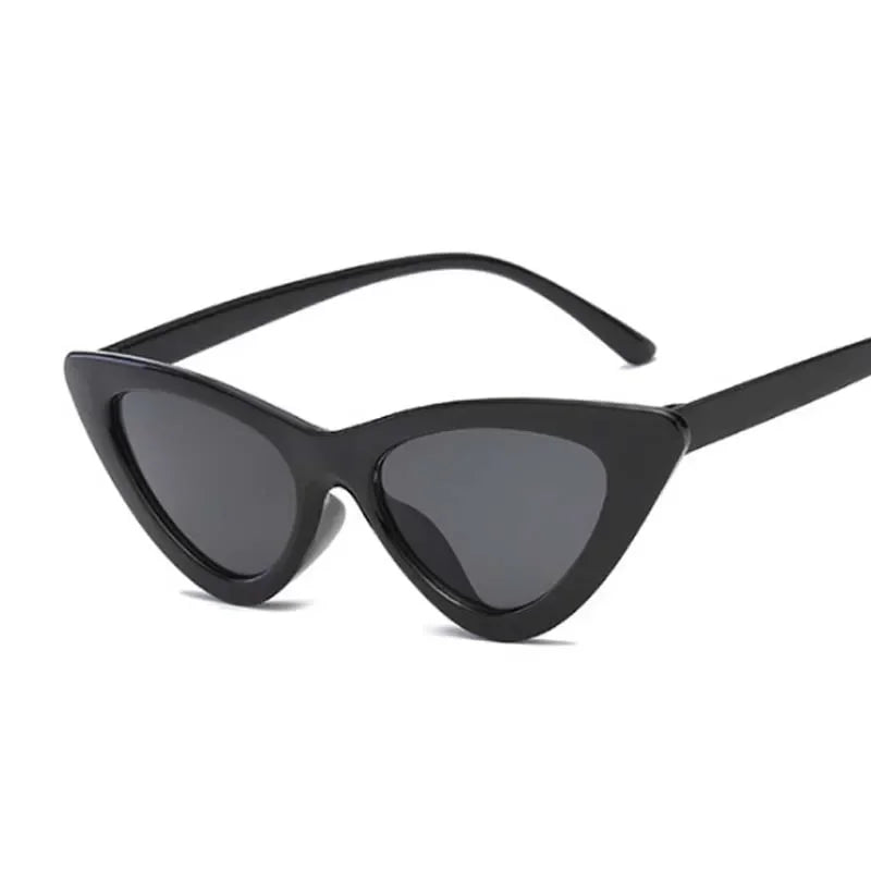 Cute Sexy Vintage Cat Eye Sunglasses Woman Small Black White Triangle Retro