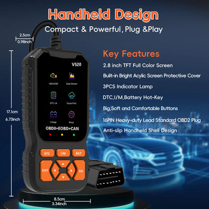 Code reader, OBD2 Reader Diagnostic Tool, OBDII EOBD Car Code Scanner Check Engine Light Fault Code