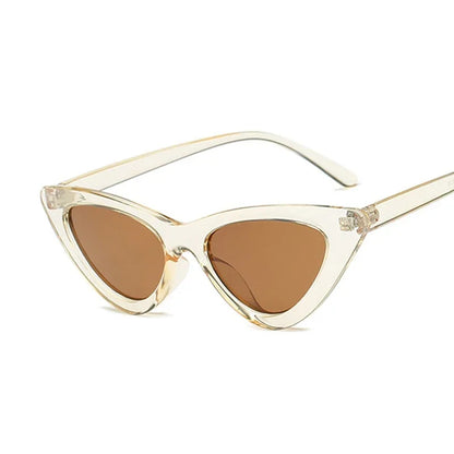 Cute Sexy Vintage Cat Eye Sunglasses Woman Small Black White Triangle Retro