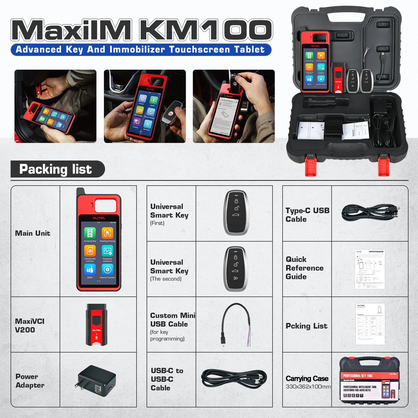 Autel KM100 KM100X Key Fob Programmer Universal Smart Key Generator Remote Immobilizer Tool