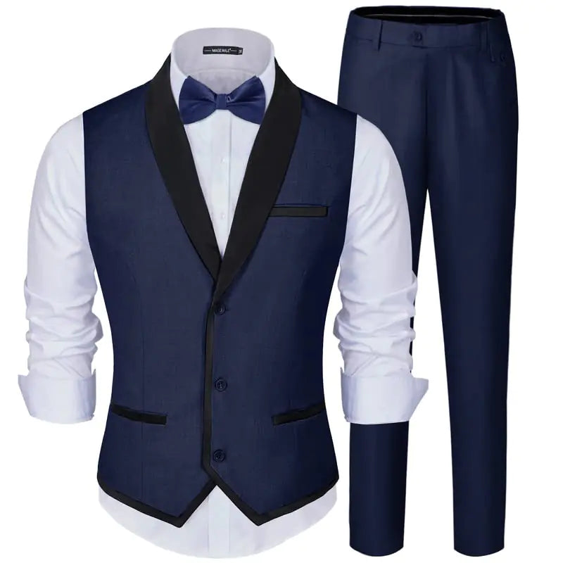 MAGE MALE Mens 2 Piece Suit Slim Fit Formal Business Vest Suit for Men