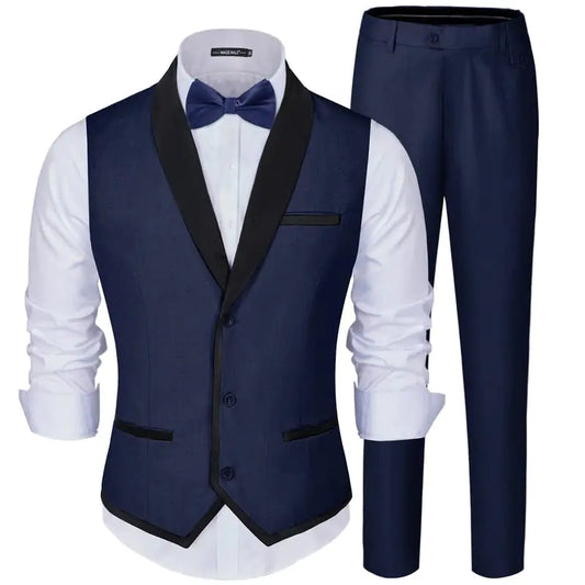 MAGE MALE Mens 2 Piece Suit Slim Fit Formal Business Vest Suit for Men