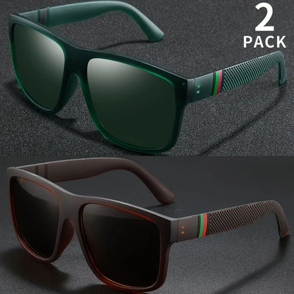 2PCS Polarized Sunglasses Brand Designer Vintage Sunglasses
