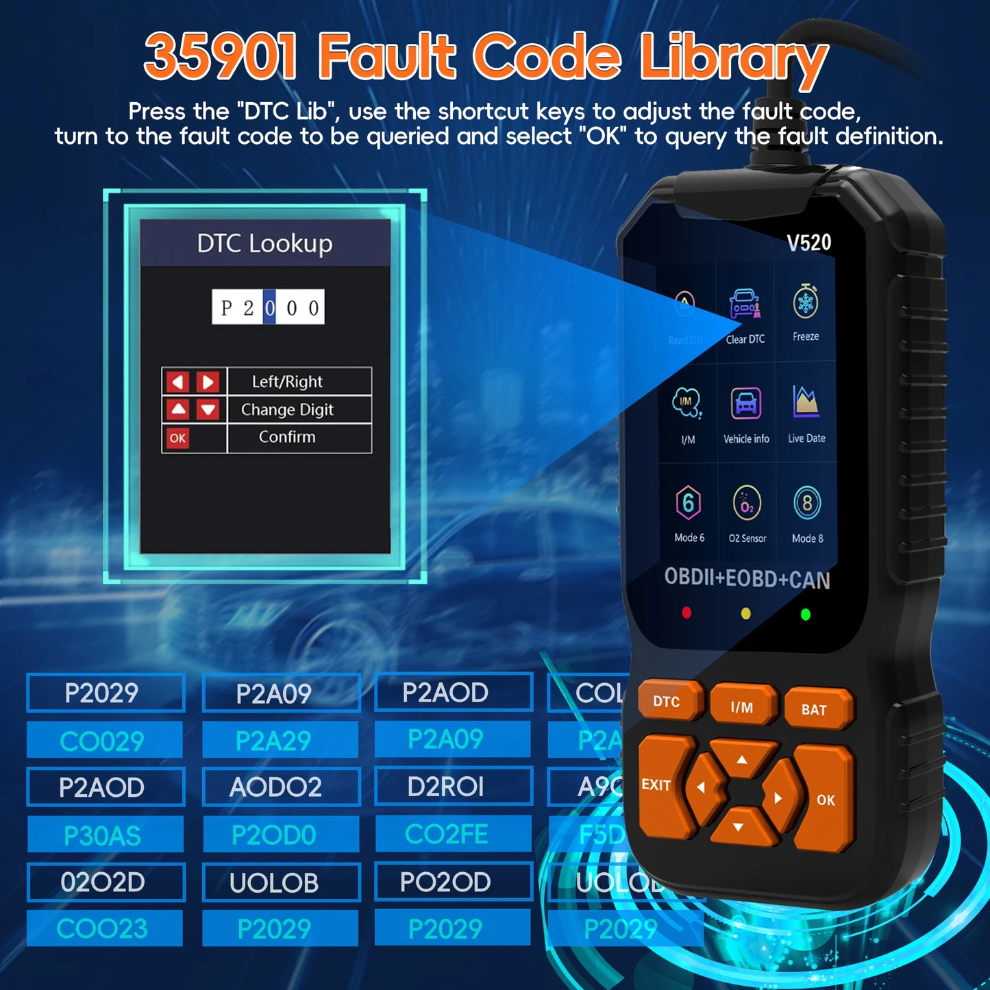 Code reader, OBD2 Reader Diagnostic Tool, OBDII EOBD Car Code Scanner Check Engine Light Fault Code