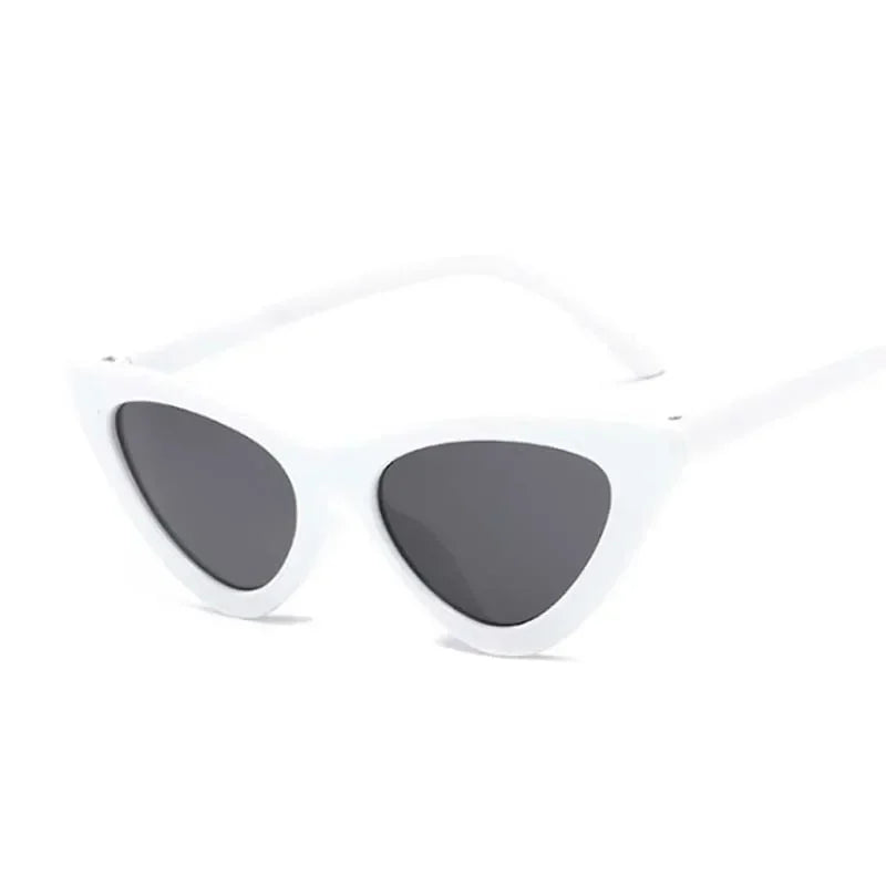 Cute Sexy Vintage Cat Eye Sunglasses Woman Small Black White Triangle Retro