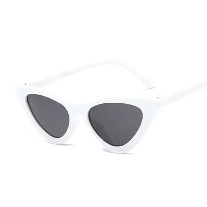 Cute Sexy Vintage Cat Eye Sunglasses Woman Small Black White Triangle Retro