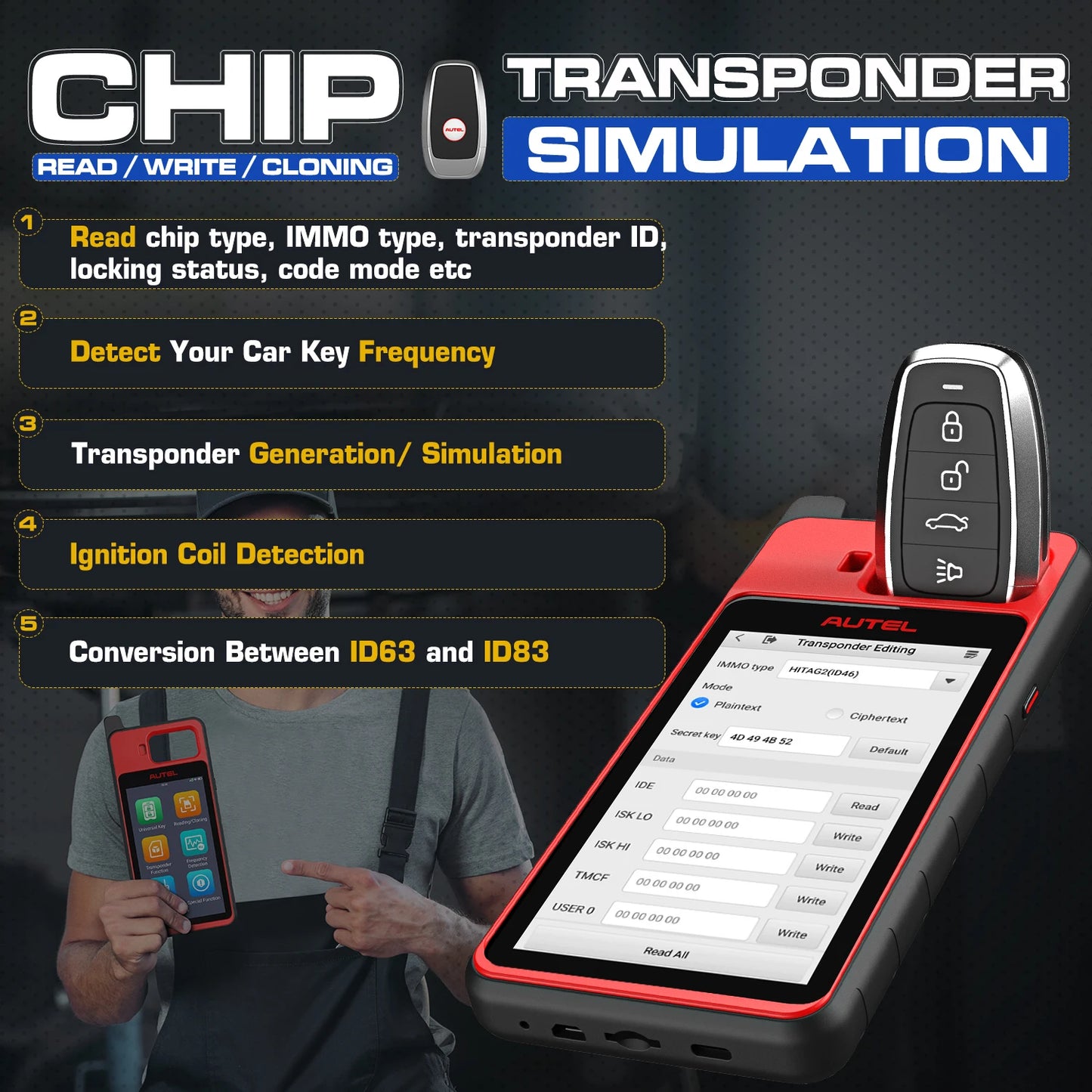 Autel KM100 KM100X Key Fob Programmer Universal Smart Key Generator Remote Immobilizer Tool