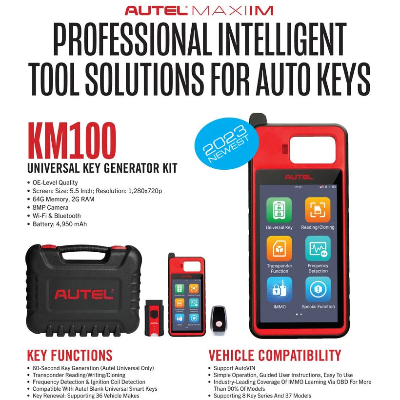 Autel KM100 KM100X Key Fob Programmer Universal Smart Key Generator Remote Immobilizer Tool