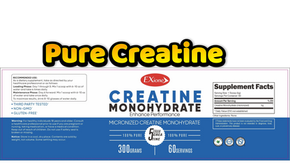 Exione 100% Pure Unflavored Micronized Creatine Powder 300g Muscle Growth Support Supplement