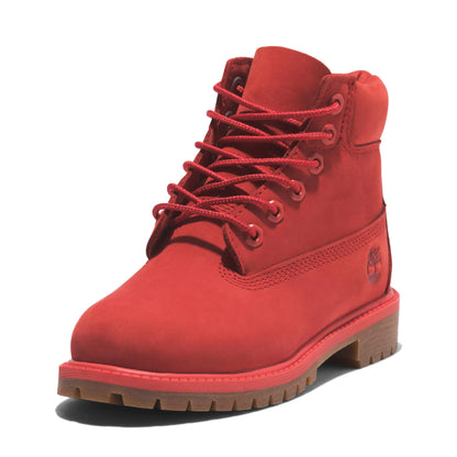 Timberland Boys 6" Premium Waterproof Fashion Boot Medium Red Nubuck 5 Little Kid