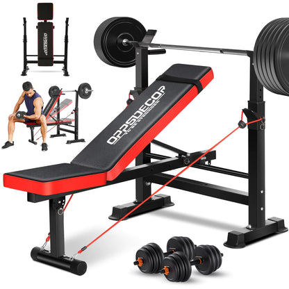 The OPPSDECOR 660lbs 6 in 1 Weight Bench Set with Squat Rack Workout Bench