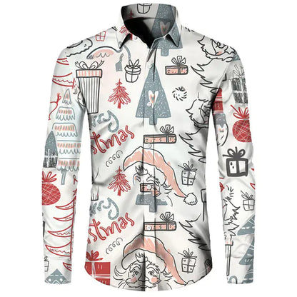 Hawaiian Christmas Theme Casual Polyester Men's Shirt