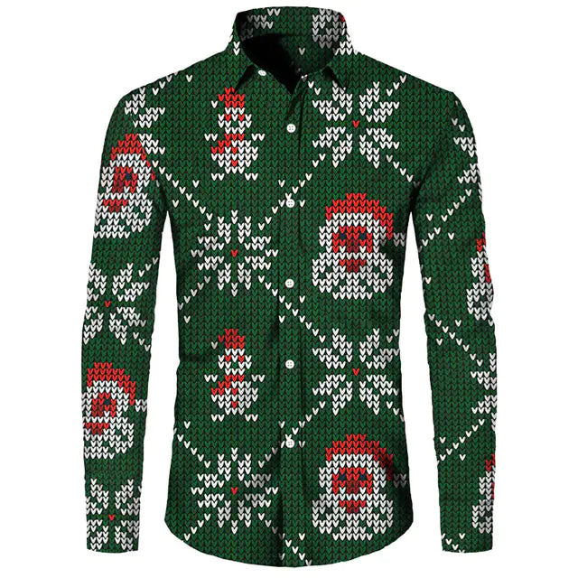 Hawaiian Christmas Theme Casual Polyester Men's Shirt