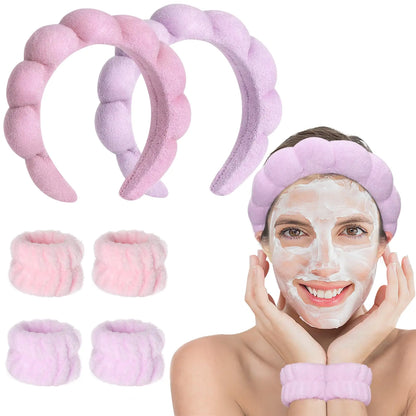 The Cenbellr Spa Headband Set for Face Washing - Makeup Headband Wristband