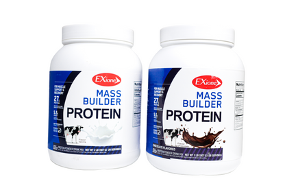 Exione 27g  Chocolate Milkshake Mass Builder Whey Protein Powder Low‑Sugar  Post-Workout Muscle Recovery