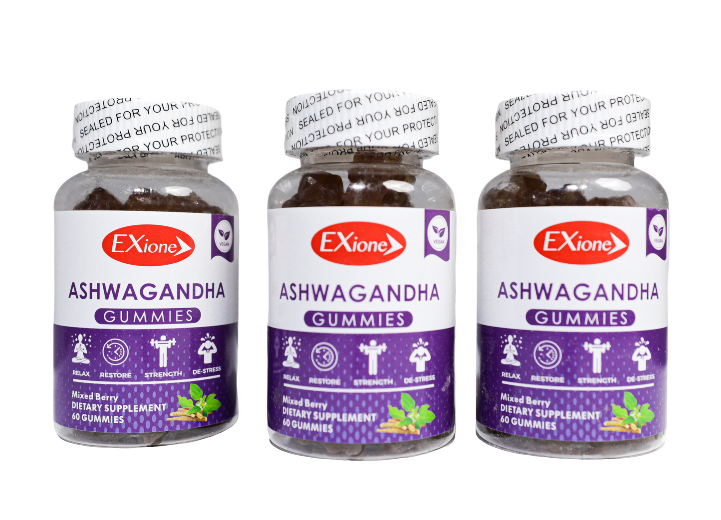 3 Bottles Of Ashwagandha For Stress Relief