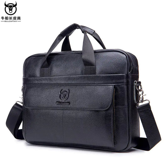 Men's Genuine Leather Business Briefcase - Cowhide Laptop Bag