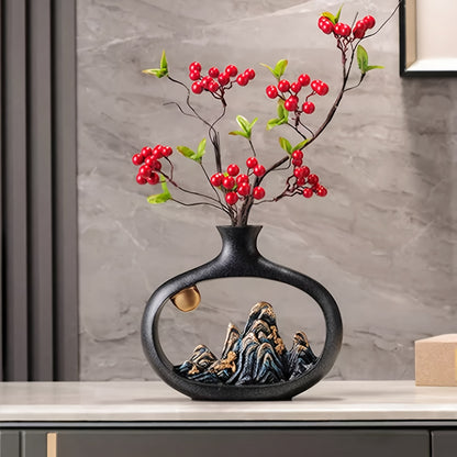 Style Landscape Decor Flower Vase - Perfect For Living Room Wine Cabinet Office Decorations