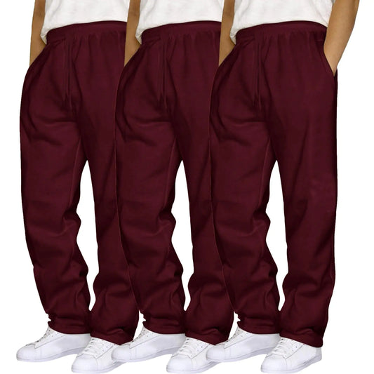 Mens 3 Pack Sweatpants Loose Fleece Casual Trousers Elastic