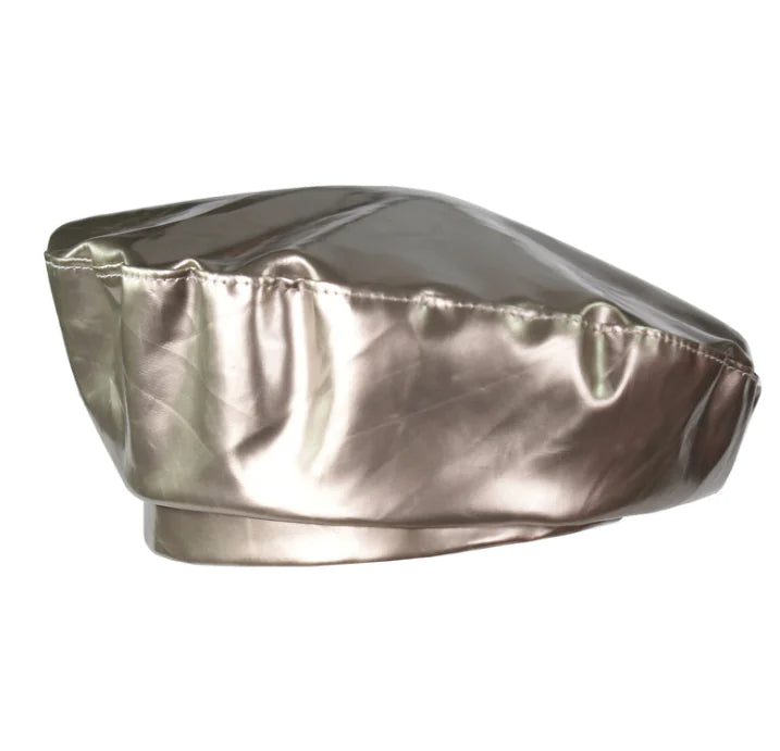 PU Mirror Leather Beret Hat for Flight Attendant