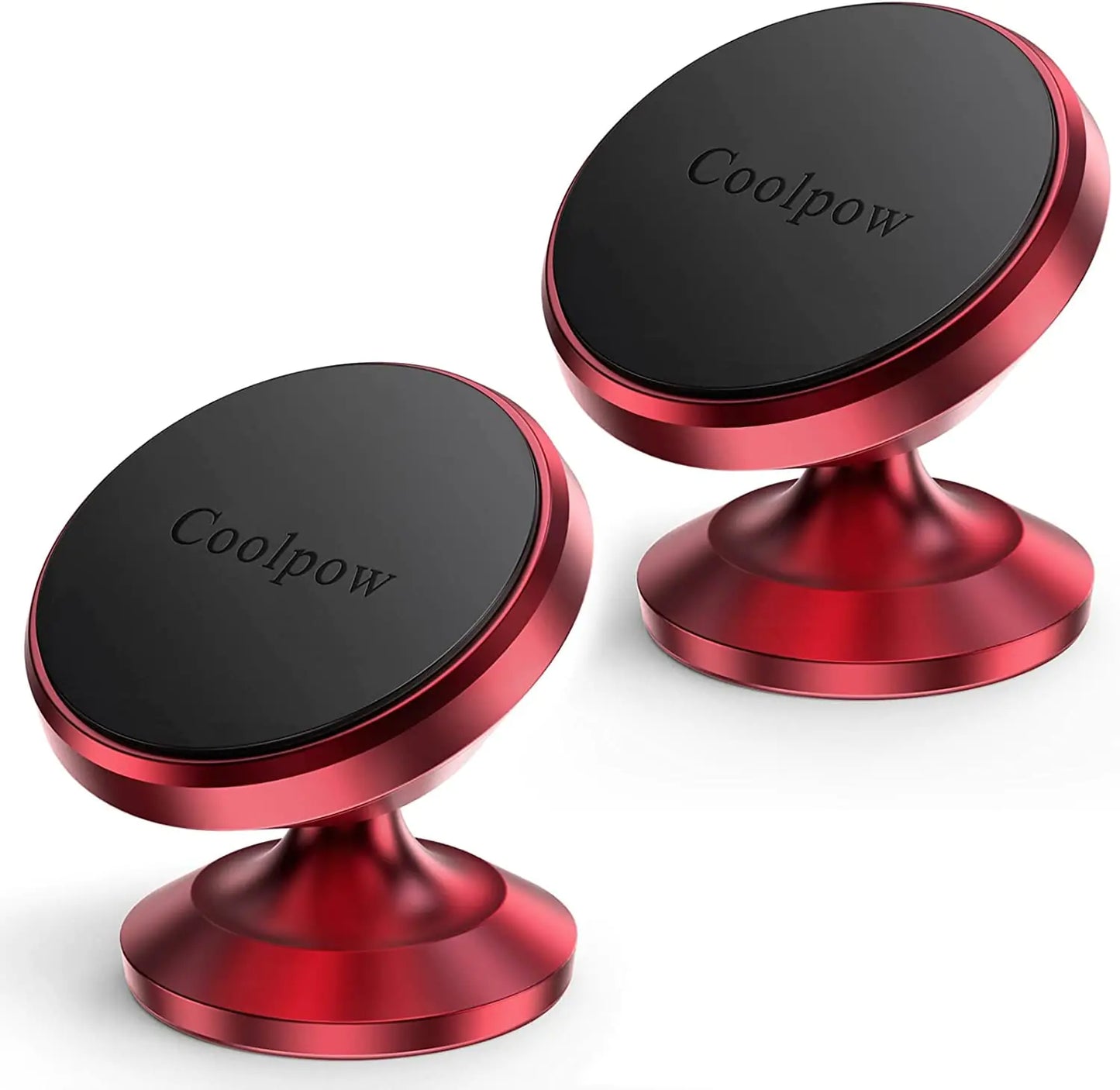 The Coolpow Magnetic Phone Holder for Car 2-Pack with 4 Metal Plates 360 Rotation Fits All Smartphones
