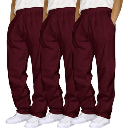 Mens 3 Pack Sweatpants Loose Fleece Casual Trousers Elastic
