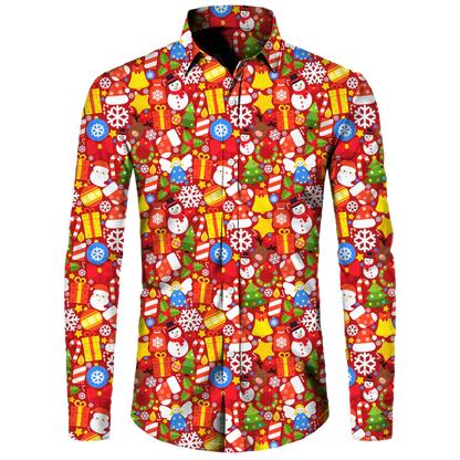 Hawaiian Christmas Theme Casual Polyester Men's Shirt