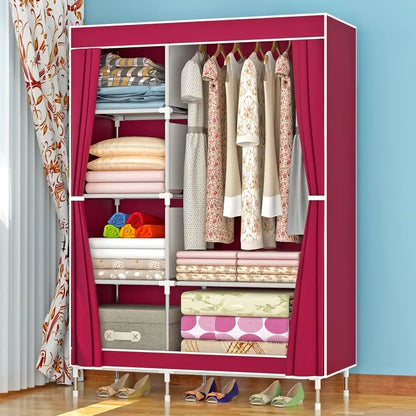 Portable Wardrobe Storage Organizer with Hanging Rods