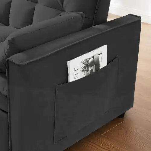 Modern Velvet Loveseat Futon Sofa Couch W  Pullout Bed,Small Love Seat Lounge Sofa W Reclining Backrest