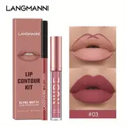 LANGMANNI 2Pcs Long-Lasting Lip Gloss & Liner Set