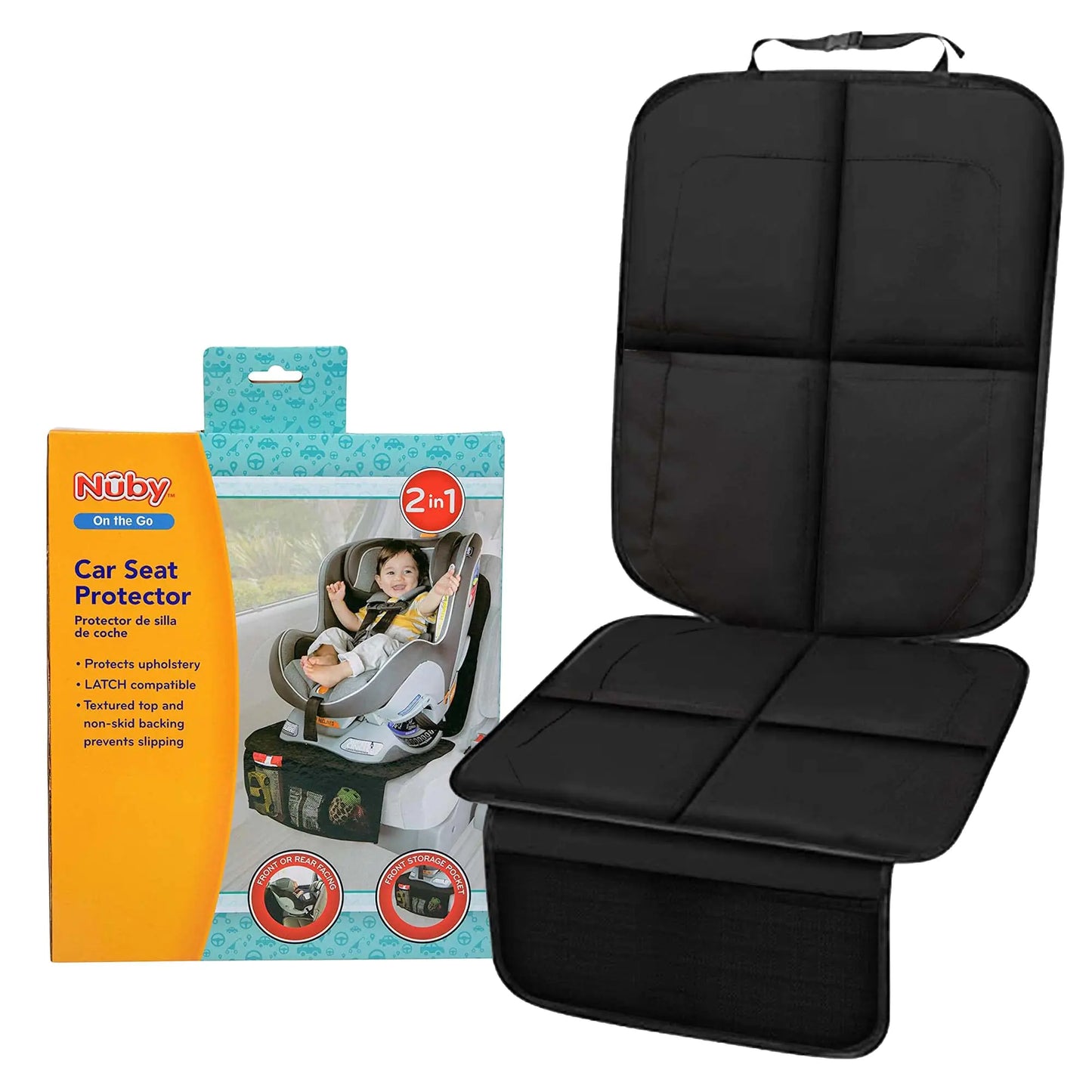 Nuby Deluxe Car Seat Protector Black Mat for use Under Childs Car Seat