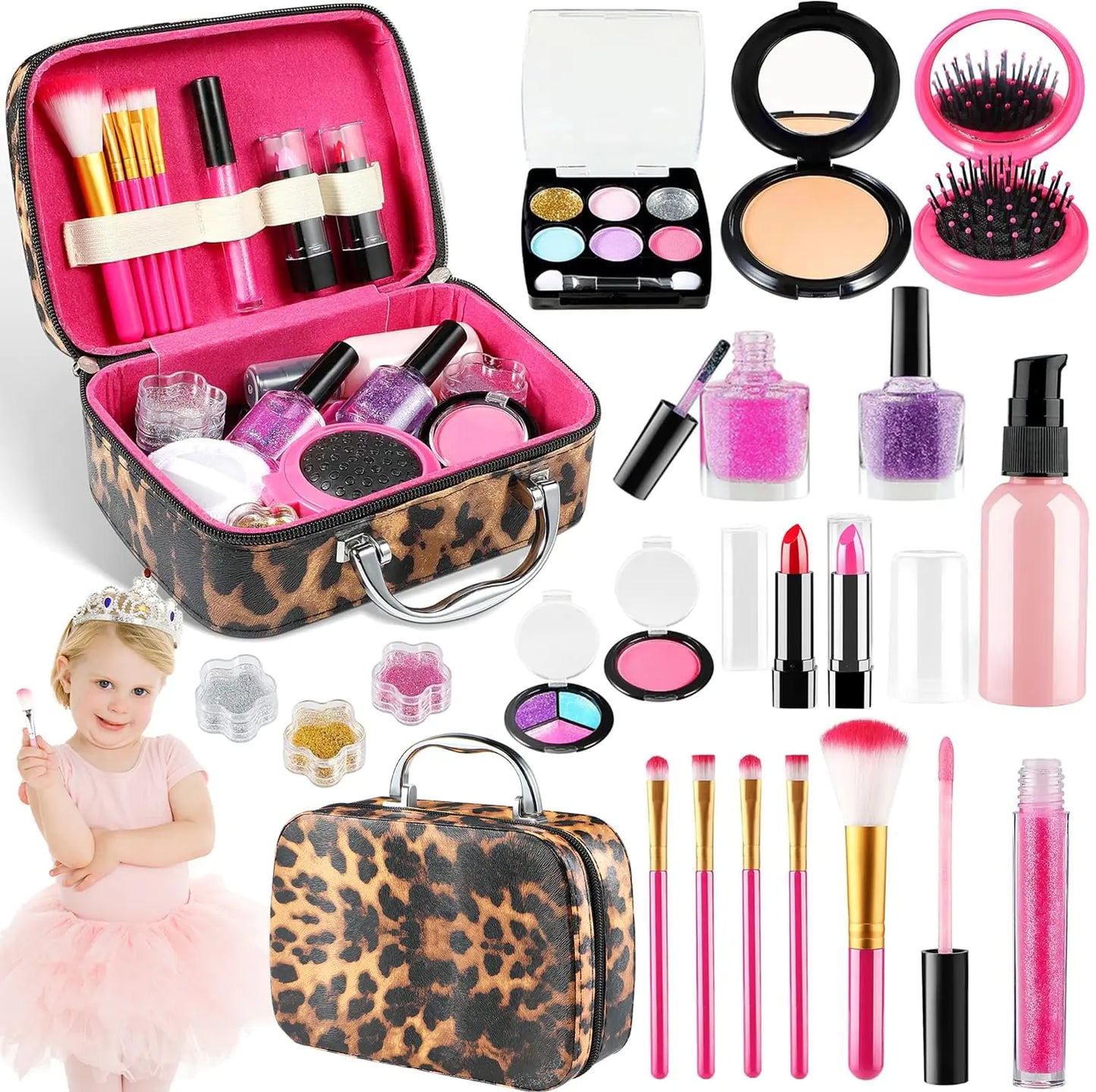 Kids Makeup Kit for Girls Washable Makeup Set Toy 23PCS Real Makeup Set