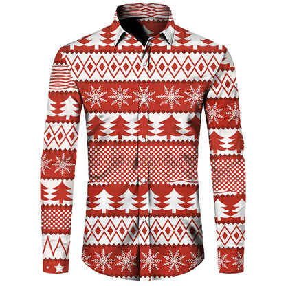 Hawaiian Christmas Theme Casual Polyester Men's Shirt