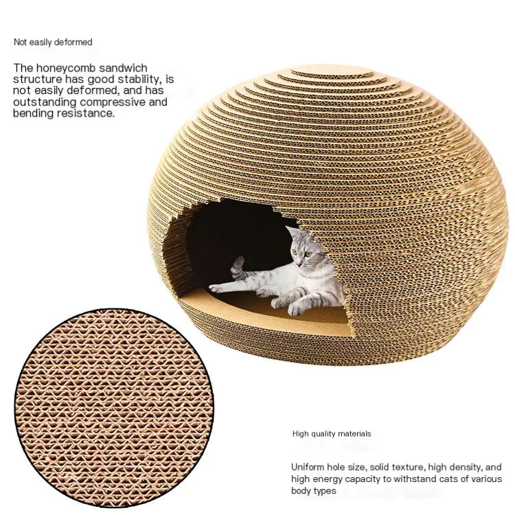 Cool Corrugated Cat House with Scratching Ball Toy