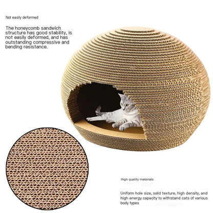 Cool Corrugated Cat House with Scratching Ball Toy