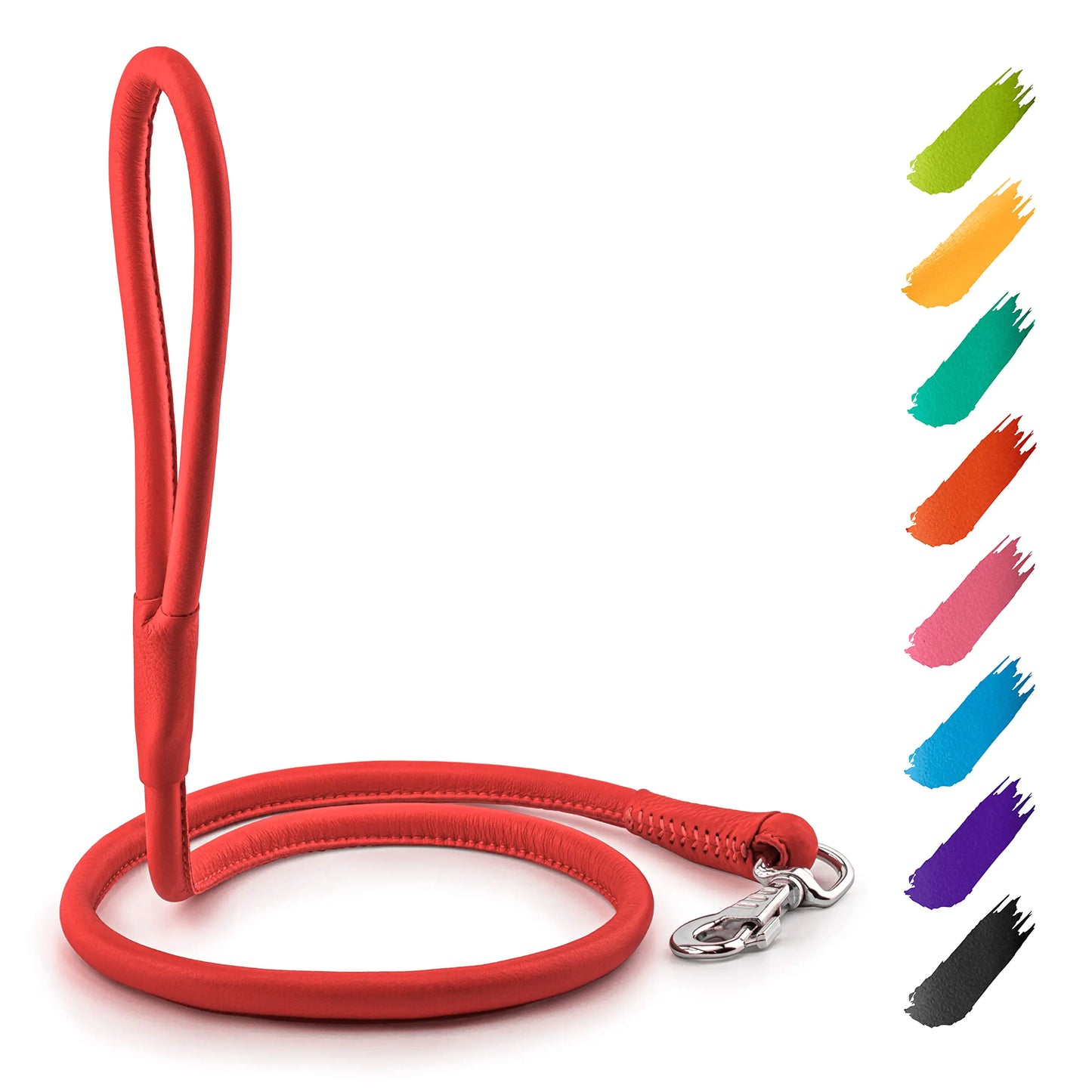 WAUDOG Rolled Leather Dog Leash 4Ft * 0.4 in for Small Medium