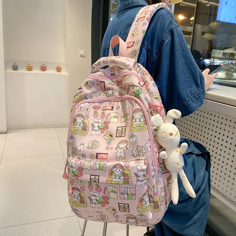 Cute Cartoon Print Women's Backpack for School