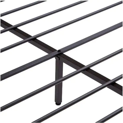 Full Size Metal Platform Bed Frame With Wooden Headboard And Footboard With USB LINER Box Spring Needed