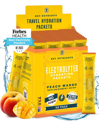 KEY NUTRIENTS Multivitamin Electrolytes Powder Packets - Tropical Peach Mango Post Workout