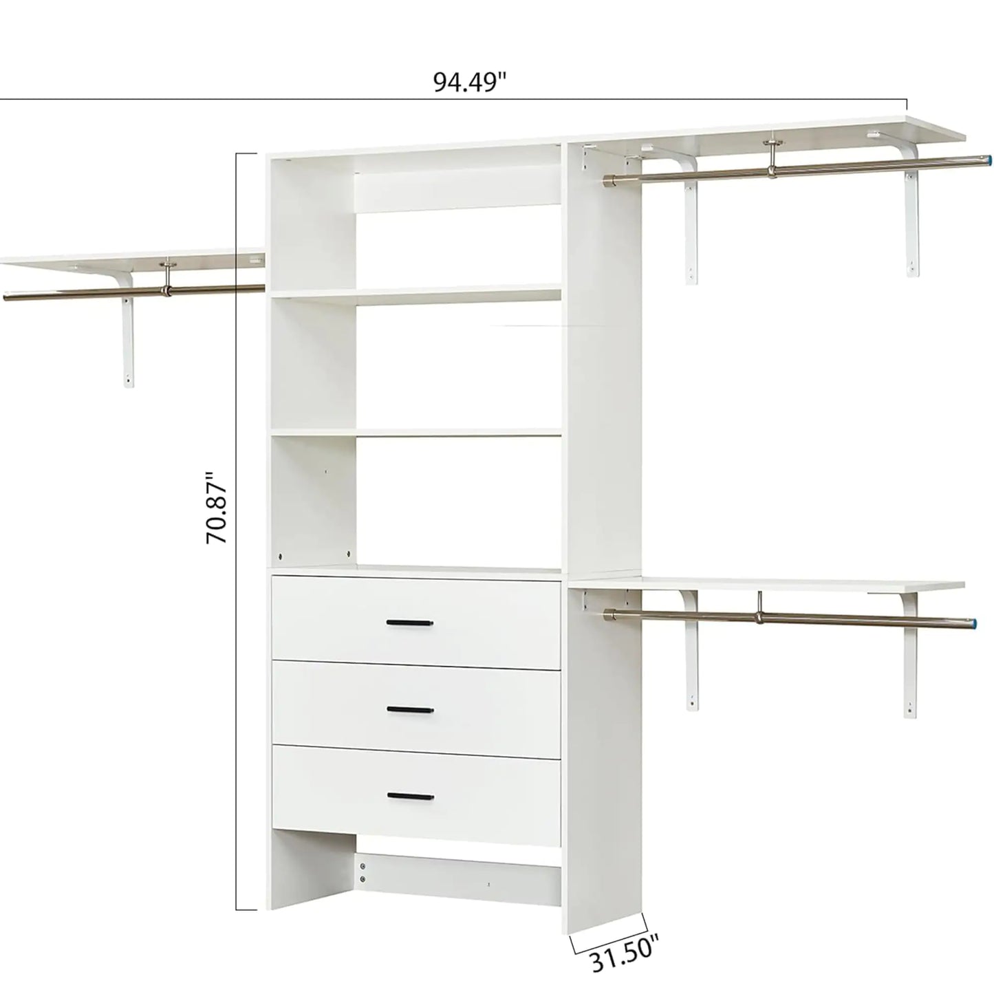306 Closet Organizer System with Closet Shelves Wall Mounted
