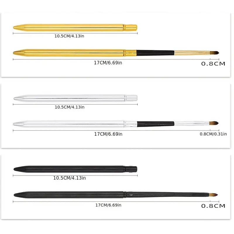 Portable Lip Makeup Brush with Metal Handle (1Pc)