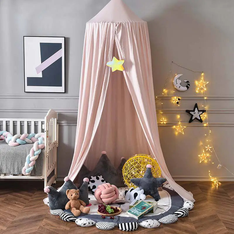 Dome Baby Crib Canopy with Light Blocking and Mosquito Net