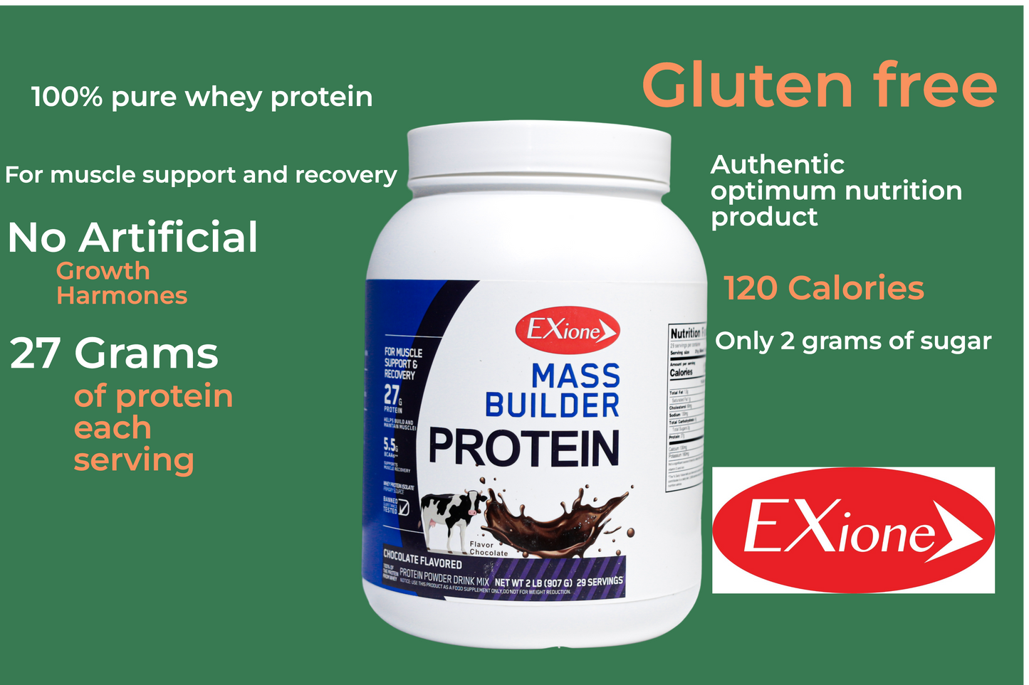 Exione Vanilla Mass Builder Protein Powder And Blueberry Creatine Powder