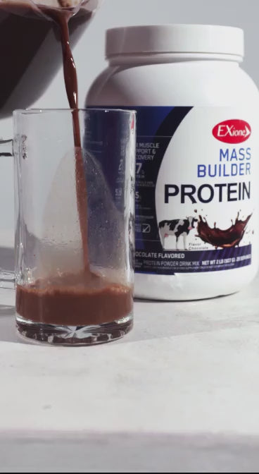 Exione 27g  Vanilla Milkshake Mass Builder Whey Protein Powder Low‑Sugar  Post-Workout Muscle Recovery