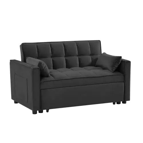 Modern Velvet Loveseat Futon Sofa Couch W  Pullout Bed,Small Love Seat Lounge Sofa W Reclining Backrest